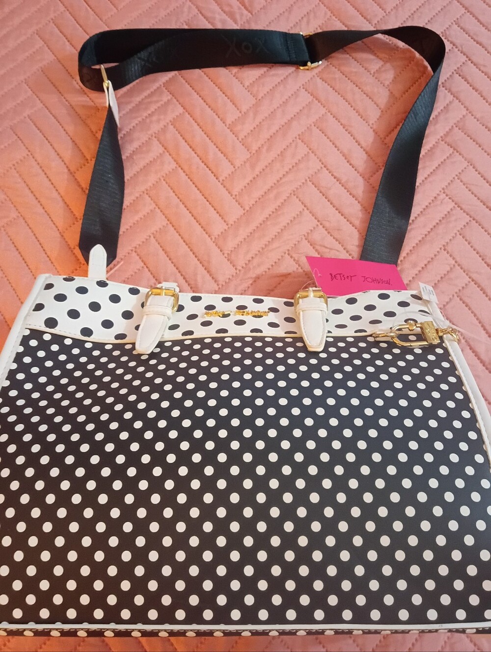 Black and White Polka Dot Shoulder Bag by Betsey Johnson